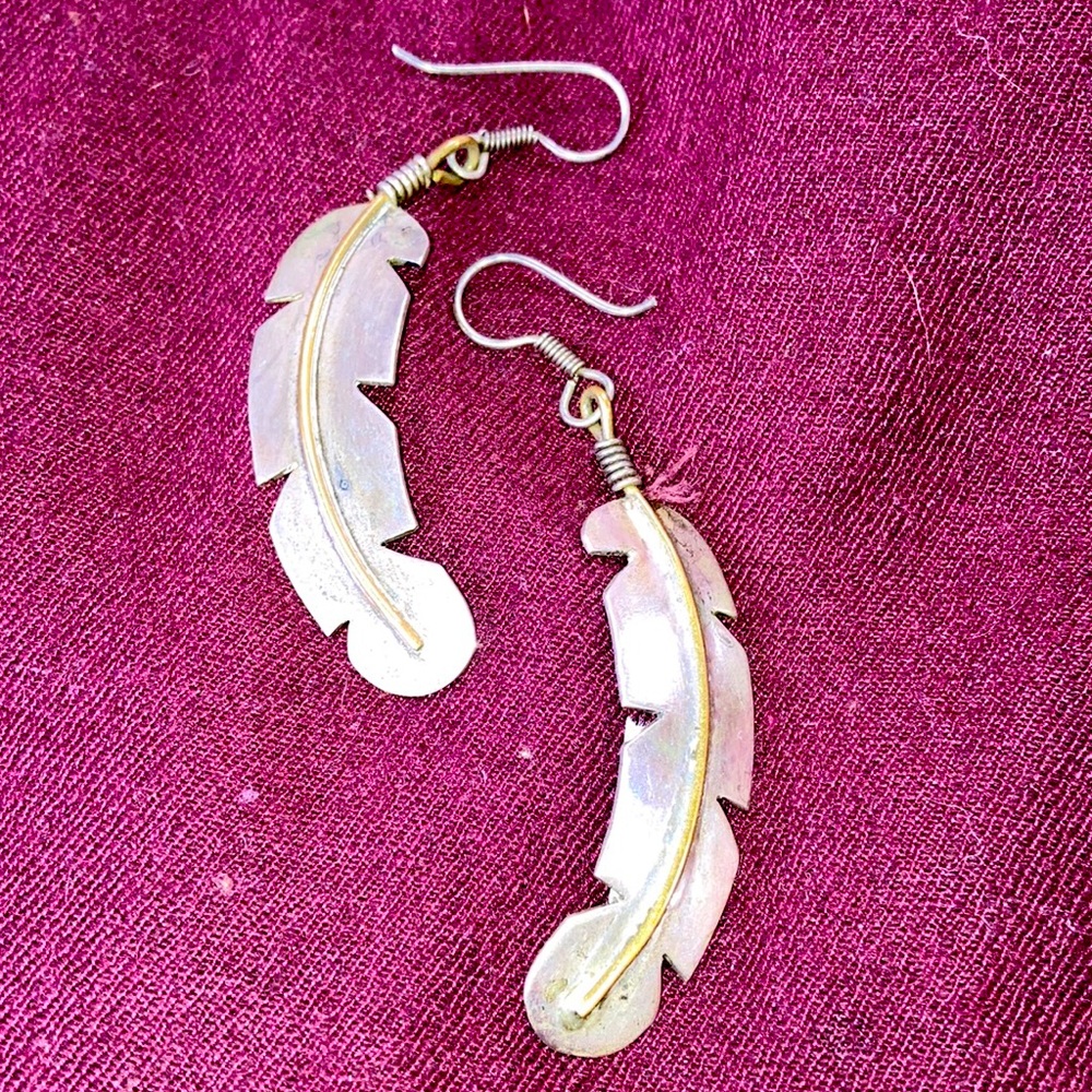 Sterling Silver Feather Earings - image 1